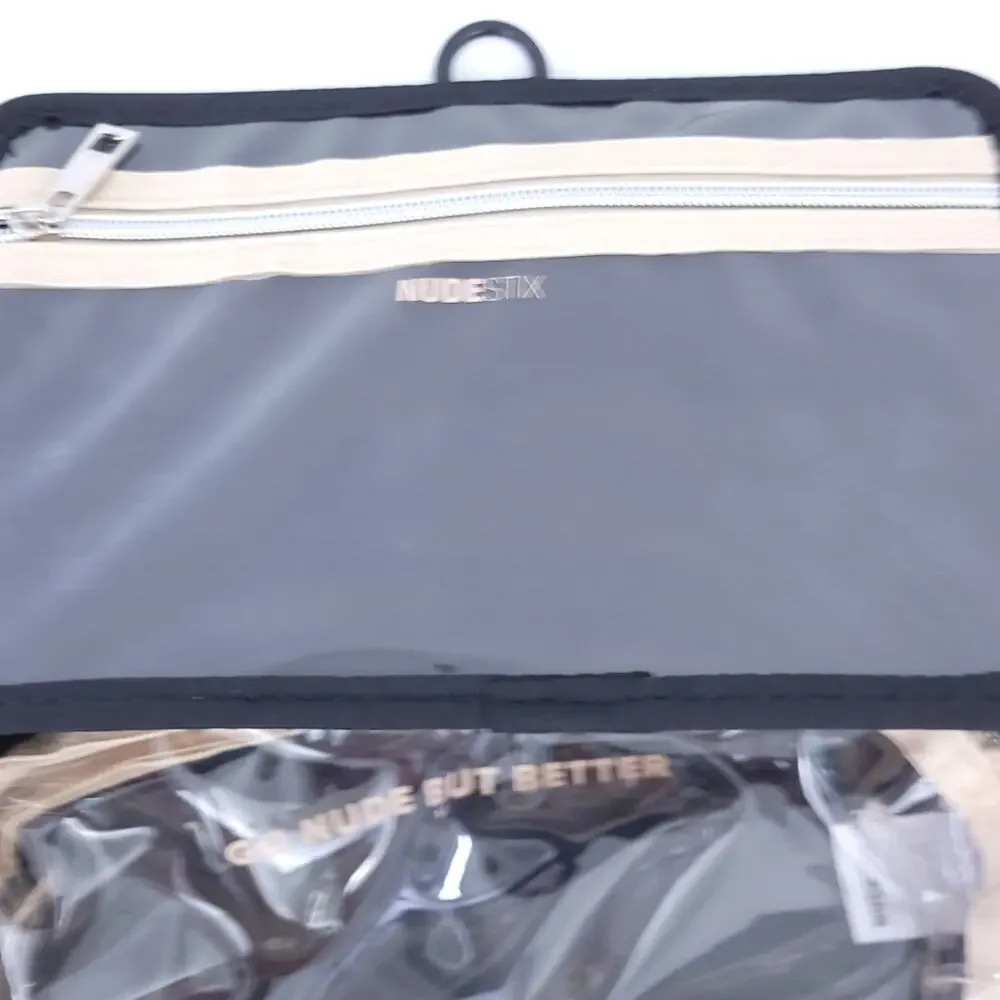 NEW Hanging Cosmetic Toiletry Organizer Black, Lightweight, Zip Pockets, Clear